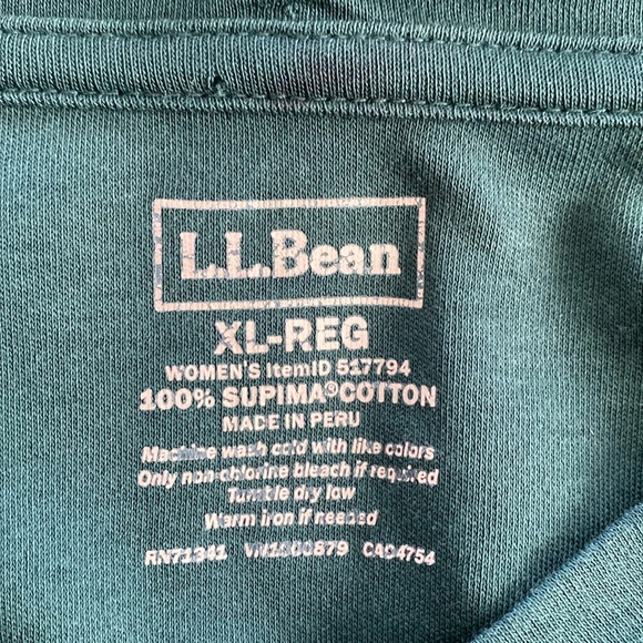 L.L. Bean Pima Cotton Long Sleeve Shawl Tee - Size XL Regular - Picture 3 of 4